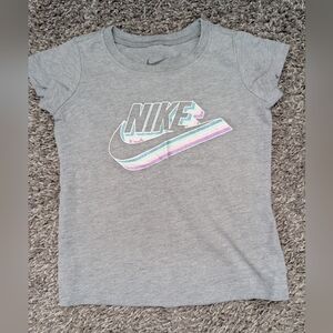 Nike Kids Gray Tee with Pastel Logo